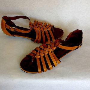 Wedged neutral open toe sandal